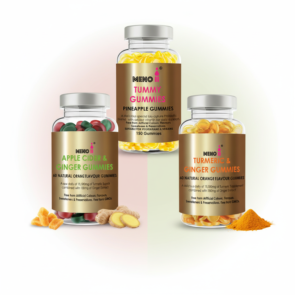 Meno digestive wellness bundle - menopause gut health with probiotics apple cider vinegar turmeric ginger