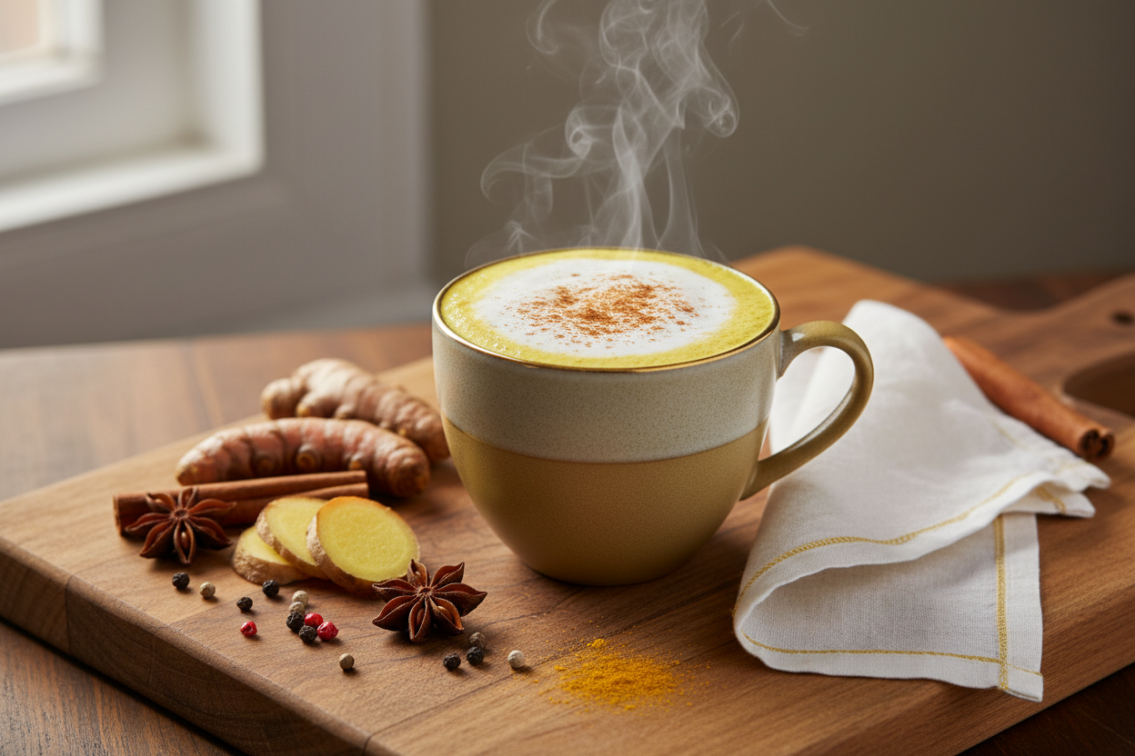 Turmeric latte golden milk tea recipe for menopause wellness