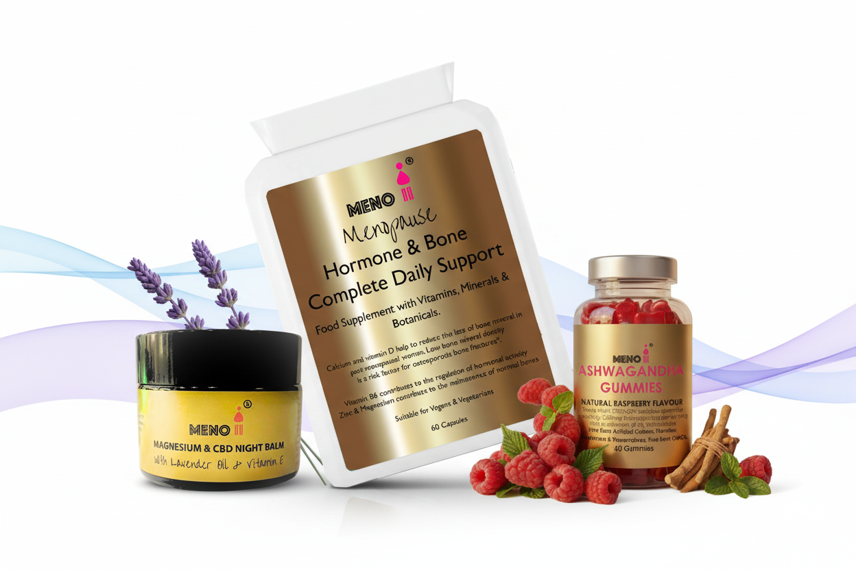 Menopause hot flushes and night sweats relief products - hormone balance night balm ashwagandha