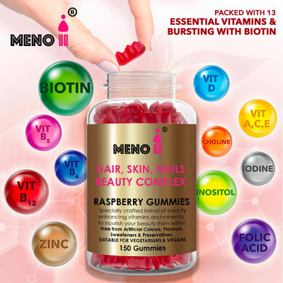 Hair skin nails beauty complex - menopause biotin gummies raspberry flavour