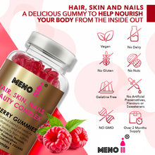 Load image into Gallery viewer, Meno® Hair, Skin &amp; Nails Beauty Raspberry flavoured gummies.
